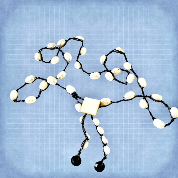 Hand Crafted Crochet Necklace with Shell Beads Vintage Button Lariat - Picture 4 of 11